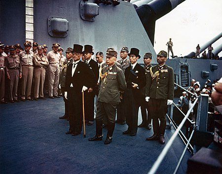Official Japanese surrender Sept. 2, 1945 aboard USS Missouri