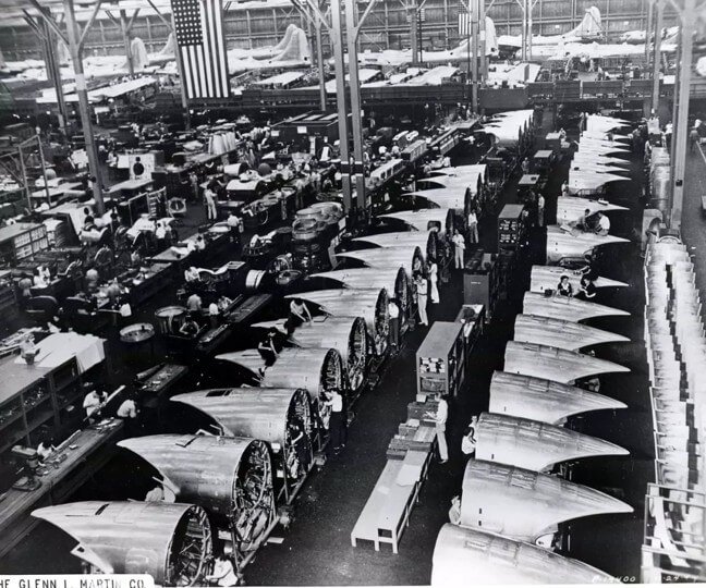 Parallel B-29 assembly lines Glenn Martin plant